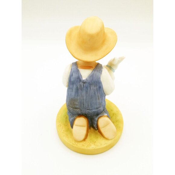 Denim Days Homco Boy Holding Rabbit Collectible 6 Inches Tall Hand Painted Farm - Picture 9 of 14